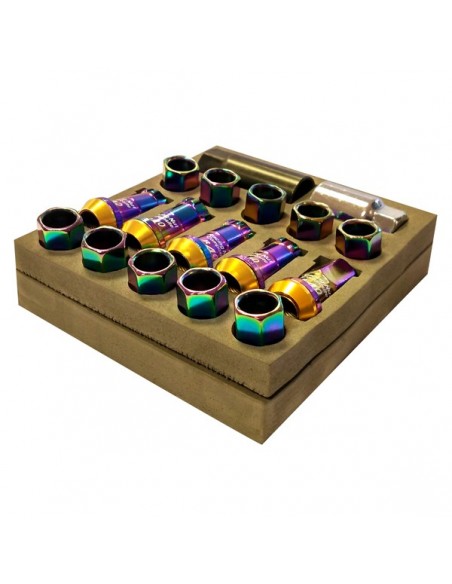 PACK 20 TUERCAS ALUMINIO RACING M12X125 + 2 LLAVES RAINBOW